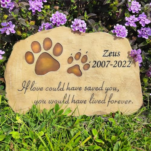 JHB Personalisierte Haustier Gedenksteine für Katze Hund Pfote Drucke Katze Hund Memorial Garten Stepping Steine Hund Grabstein Katze Grabstein drinnen Outdoor Garten Hinterhof