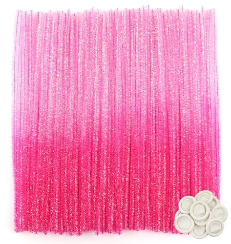 TOAOB 100 Stück Pfeifenputzer zum Basteln Glitzer Farbverlauf Rosa | Pfeifenreiniger Lang 30 cm und Breit 6 mm, Pipe Cleaners für Basteln und Dekorieren Kunst Handwerk