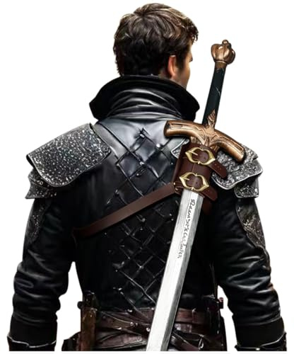 keland LARP Schwerthalter Rücken Leder Verstellbare Schwertscheide Schwert Halterung Schulter (X-Braun)