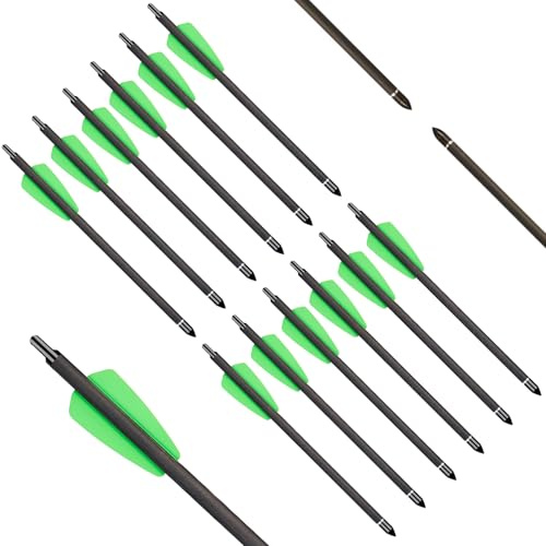 Toparchery 7,5 Zoll Carbon Armbrustbolzen | 12er Pack, Aus Carbon, Für Jagd und Zielübungen
