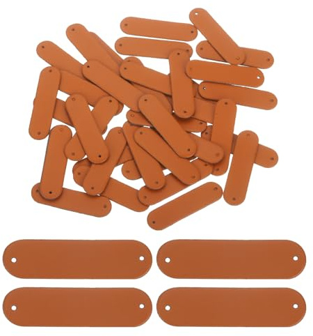 QUARKZMAN 40 st Hantverk Läder Etiketter PU Läder Hantverk Etiketter Knappar Med Präglingshål Dekor Etikett Gör-det-själv Sy Hantverk 45 x 11 mm Mörkbrun