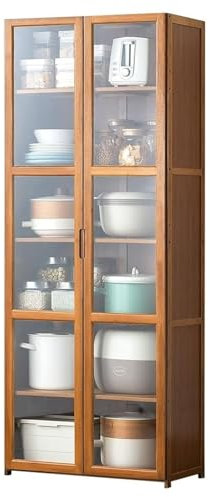HCBHG Sideboard-Buffetschrank Aus Massivholz, Küchenaufbewahrungsschrank, Vorratsschränke mit Türen und Regalen, für Badezimmer, Wohnzimmer, Küche, Waschküche(60 * 30 * 150cm)