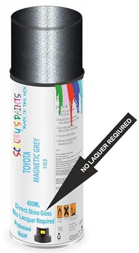 SCOOBYS PAINTS BACK IN THE MIX Direct Gloss Aerosol Spray Paint For Toyota Magnetic Grey Code: 1G3 No Lacquer Required