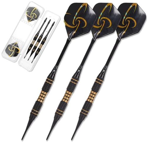Yirinatek Präzisions Dartpfeile mit Aufbewahrungsbox – 3 Hochwertige Dartpfeile mit Kunststoffspitze, Robuste Dart Pfeile Softdarts für Elektronische Dartscheiben, Dart Zubehör