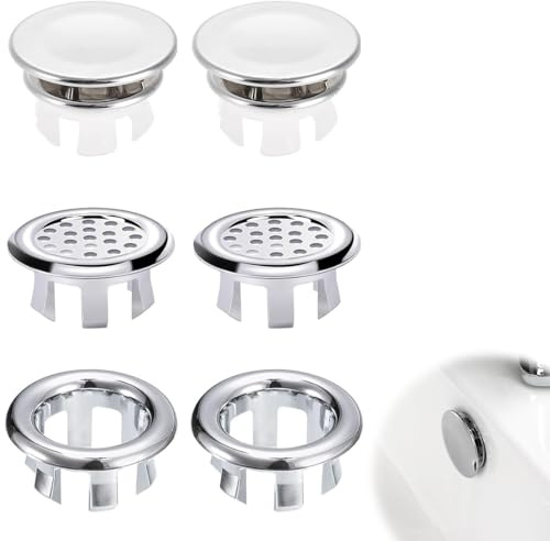 NJCXOLA 6 Pièces Couvercle évier, Trop Plein Lavabo, Bouchon de Trop-Plein, Rond Couvercle de Trop-Plein, Trop-Plein d'Évier Bouchon pour Couvercle de Trou d'évier Décorative