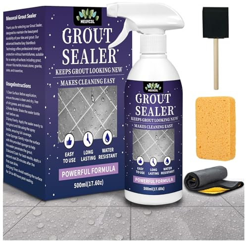 Meuvcol Fugenversiegelung, Wasserdichter Nanoversiegelung Dusche Für Boden, Küche – 100% Sicheres Fliesenspray Fugendicht – Transparenter Lotuseffekt Dusche Für Stein, Bad, Marmor - 500 ml