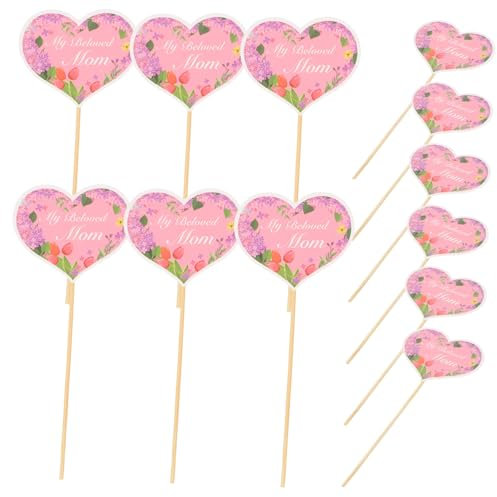 PRETYZOOM 1 Satz Torteneinsätze Zum Muttertag Muttertagsgeschenke Tortenaufsatz Für Die Babyparty Kuchendeckel Essen Geburtstagskerzen Kuchen Picks Papier 48st
