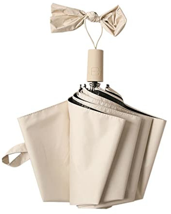 DEARMAMY Sombrilla Plegable Sol Paraguas Plegable De Viaje Paraguas Pequeño Paraguas De Viaje Paraguas a Prueba De Viento Paraguas De Protección Uv Paraguas Portátil Tejido Compuesto Beige