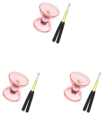 Juego de 3 luces de triple rodamiento para diábolo con cuerda de palillos de mano de alto rendimiento y malabares entretenidos rojo chino, 13 cm