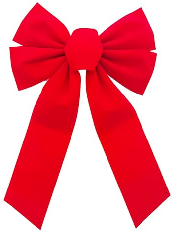 KIRVOS Grand nœud de Noël Rouge 25 * 45cm,Noeud de Velours,nœuds décoratifs,Noeud Papillon,décoration d'emballage Cadeau,pour la décoration intérieure et extérieure.