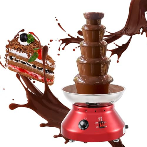 Jrcfnss Fontana per fonduta di Cioccolato a 5 Livelli, Torre di Cioccolata Calda Commerciale, Fontana di Formaggio in Acciaio Inossidabile Macchina per Il Riscaldamento della Fusione del Cioccolato