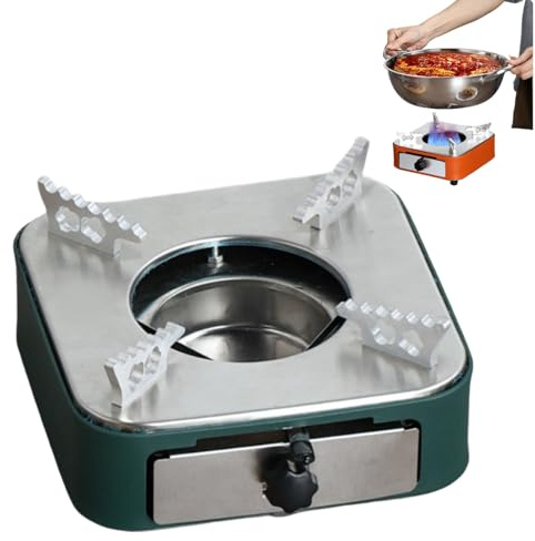 Hornillo de Alcohol de acero inoxidable y plata, Hornillo de camping portátil diseño de una pieza, Para Cocinar En Restaurantes Hogares Y Campamentos (verde)