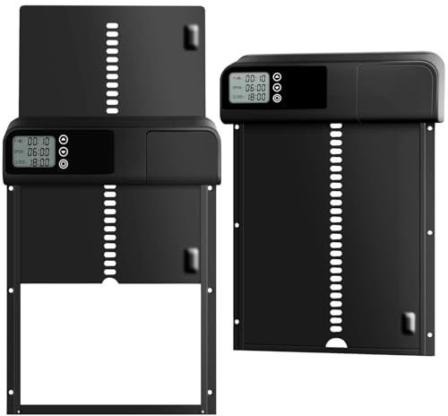 Hühnerklappe Türöffner mit Timer Metallmaterial Automatische Hühnerklappe Batterie,Handmodus Anti-Klemm,Türöffner Hühnerstall,LCD-Display,Niedriger Batteriestand Hinweis