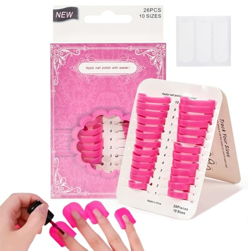 52 pochoirs réutilisables pour vernis à ongles, 10 tailles, adaptés aux protections de vernis à ongles, protège-embouts réutilisables,aux outils de nail art et à la prévention des déversements (rose).