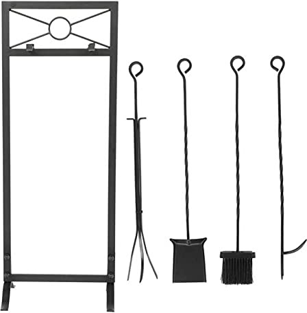 Fireplace Tool Set,Fireplace Tools Set with Base Brush Shovel Tongs Poker Hearth Accessories Kit for Fireplaces and Wood Stoves