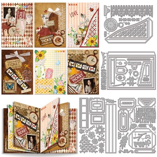 GLOBLELAND Mini Stanzformen Für Bücher Scrapbooking Metallbuchstaben Zahlen Stanzformen Ecken Etiketten Stanzungen Für Kartenherstellung Prägung Fotoalbum Basteldekoration
