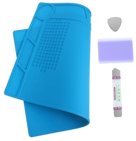 PENIKOKO Heat Resistant Soldering Mat for Workbench with Multi-Section Parts Sorting Silicone Pad for Computer and Phone Repair Portable Heat Protection Mat for Soldering Workstations