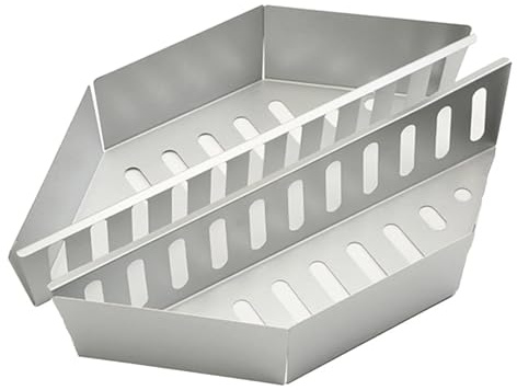 RUWLFE 2 Stücke Silber BBQ Holzkohle Körbe Kraftstoff Halter Zubehör Heavy Duty Container Versorgung for Rauch Kettle Grills Grillen Barbeque Für Grillpartys