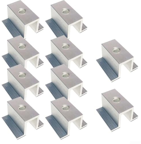 10-teiliges Aluminium-Solarmodul-Mittelklemmen-Set für PV-Modulrahmen 25–50 mm, korrosionsbeständige Halterung und Photovoltaik-Rahmenverbinder für (80 mm)