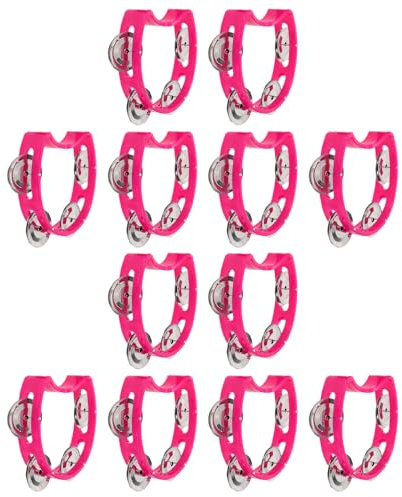 ERINGOGO 12 pièces Tambourin Plastique avec Clochettes Instrument de Percussion à Main Léger pour Garçon Fille et Adultes Apprentissage Musical Groupe et Fêtes