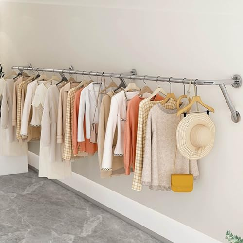 Appendiabiti da parete Creativo in acciaio inossidabile Supporto per abiti per vendita al dettaglio e boutique Barra appendiabiti in metallo per camera da letto e uso commerciale Soluzione elegante