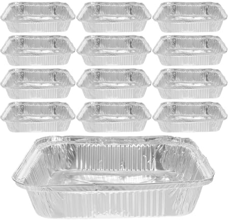 ROMISBABA 30 Piezas de Bandejas de Aluminio Desechables para Hornear, Moldes Cuadrados 8x8 Cm de Papel de Aluminio, Convenientes para Uso en Horno y Repostería Casera