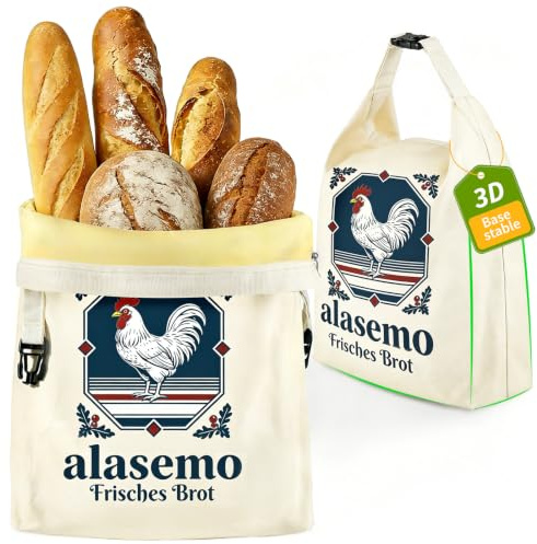 alasemo Sacs à pain en cire d’abeille, lot de 2 | 【L pour 4*Demi-baguette】【M pour 3*Demi-baguette】avec à glissière & pression, pour conserver le pain frais, rangement pratique