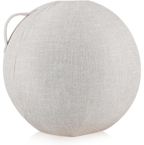 PHENOFICE Antistatische Schutzhülle für Gymnastikball aus Baumwolle und Leinen Atmungsaktiv Beige 55cm für Sitzball für Büro und Zuhause