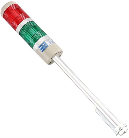 BAOMAIN Industrial LED Signal Tower Light, 2-Tier Red and Green Steady Stack Light, AC 110V Machine Status Warning Indicator with Aluminum Rod and L-Bracket, LTA-502T