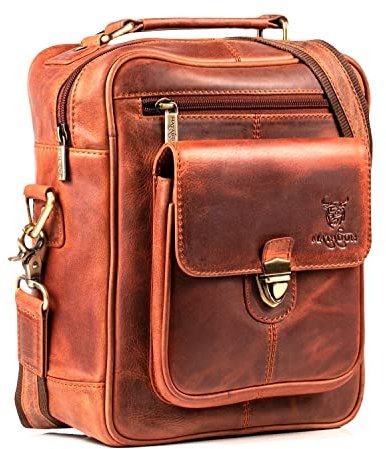 MATADOR Echt Leder Herren Umhängetasche Damen Schultertasche Ledertasche Hochwertige Henkeltasche Arbeittasche