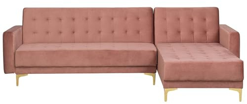 Vänstervänd Hörnsoffa Modulär L-formad Bäddsoffa Schäslong Tillbakalutande Rosa Aberdeen