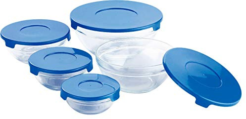 Kabalo - Juego de ensaladeras Azules de 5 Piezas con Tapas Lavavajillas Cocina Contenedor de Almacenamiento de Alimentos