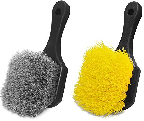 FineGood Lot de 2 Nettoyeur de Brosse de Roue et de Pneu pour Voiture, brosses de Roue Kit de Brosse de Nettoyage de Roue Automatique Outils de Nettoyage de Brosse à Poils