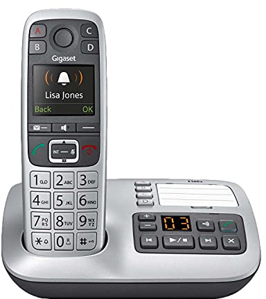 Gigaset E560A – Cordless Phone for Seniors with Answering Machine and SOS Key, Brilliant Sound Quality and Volume Amplification - Made in Germany (Platinum, Pack of 1)