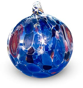Gocce di Murano Bolas de Navidad de cristal de Murano - Paquete de 6 bolas grandes de cristal soplado de colores - Artesanía elegante - Decoración navideña para árbol de Navidad (azul, 6)