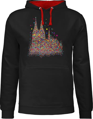Shirtracer - Pullover Herren Frauen Hoodie Kontrast zweifarbig - & - Damen - Kölner Dom Konfetti I Karneval I Fasching