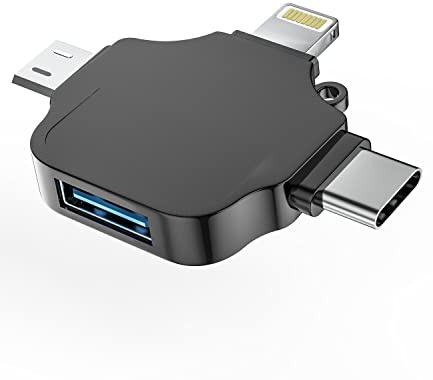Lightning-Stecker auf USB-Buchse, OTG-Kabel, kompatibel mit iPhone Micro A Typ C Android Thunderbolt3-Port-Adapter, Micro-USB, USBC, Handy-Kamera, 2.0 Flash-Laufwerk, Maus, Tastatur, Midi
