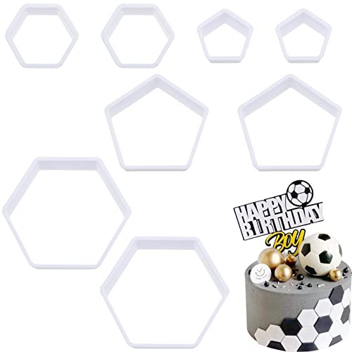 DonLeeving 8 cortadores de galletas con patrón de fútbol, cortador de fondant de plástico, divertidos cortadores de galletas para cocina, manualidades, fondant, pasteles, postres, herramientas de