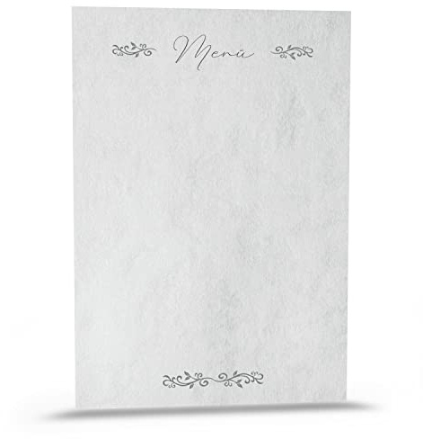 Menükarten Hochzeit, Speisekarte, zum selber Bedrucken oder Beschreiben, stabiles 250gr./m² Papier, für Geburtstag, Feier, Getränkekarte, Tischdeko, Dekoration, Platzkarten, Tischkarten (20 Stück)