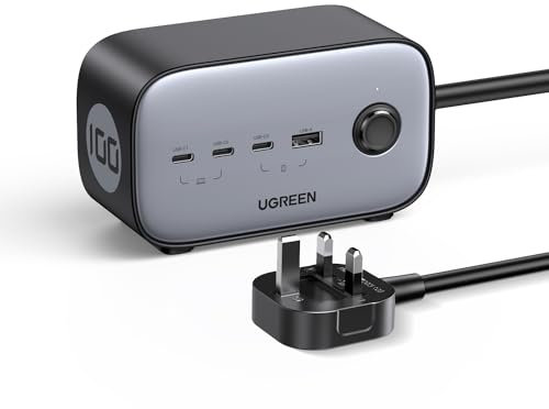 UGREEN USB C Charger, 100W Laptop Charger Compatible with MacBook Pro/Air, iPad Pro, iPhone 16, Galaxy S24, 6-in-1 GaN with 4 USB Slots, 2 Way Wall Plug Extender for Home, School, Office