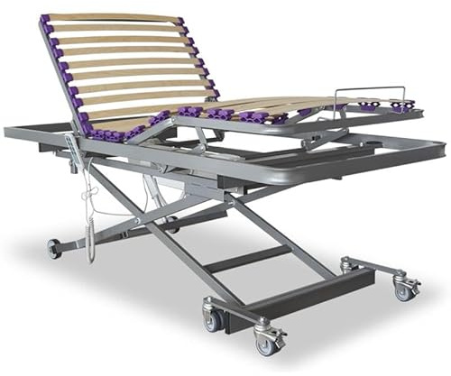 VentadeColchones - Cama Articulada Geriátrica con Carro Elevador de Baja Altura, Sin barandillas, de Medida 90 x 190 cm, con Bote de Grasa y Servicio de Subida y Montaje