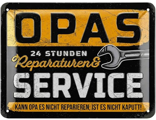 LANOLU Blechschild Opas Service 15x20cm