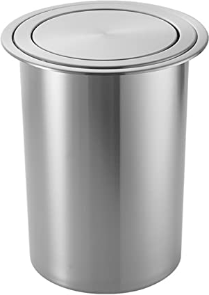 Cubo De Basura Integrado En La Encimera con Tapa Giratoria, Cubo De Basura Pequeño con Solapa Equilibrio Cubo Basura Cocina Acero Inoxidable Cepillado Redondo, para Gabinete Baño,L