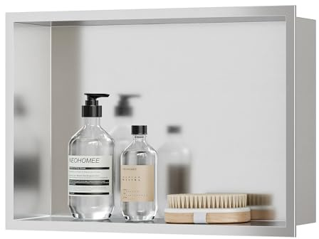 Neodrain Shower Niche Stainless Steel Niche Wall Insert, Single Shelf Shower Storage for Bathroom 45 x 30 x 10 cm