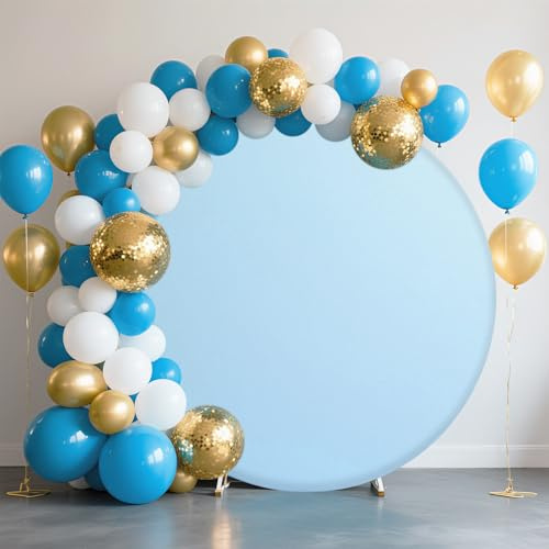 MEHOFOND 6 Feet (1.8 Meters) Pure Blue Circular Background Birthday Baby Shower Wedding Custom Party Decoration Background Banner Newborn Photography Prop (Without Stand)