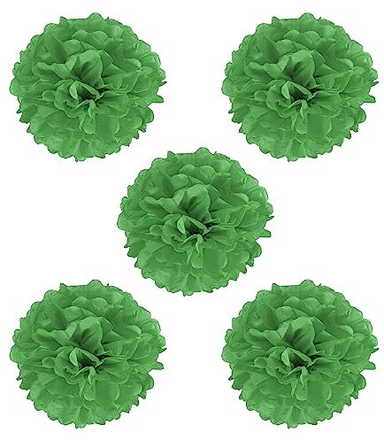 PATIKIL 8 Fazzoletto Pom Pom Fiori, 5pz Carta Fiore Palla per Matrimonio Sposa Doccia Compleanno Addio Nubilato Festa Sfondo Decorazione, Verde