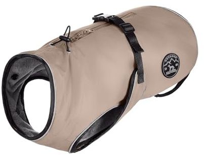 HUNTER Uppsala Hundemantel | Polyester, 2in1 Design mit herausknüpfbarem Innenfutter, wasserabweisend, reflektierende Paspeln, Farbe: Taupe, Größe: ,5