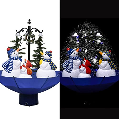 WHOPBXGAD Christbaum künstlich.USB Weihnachtsbaum.Tannenbaum.Weihnachtsbaum mit Schnee und Schirm-Fuß Blau 75 cm PVCchristmas Tree.Weihnachtsbaum mit Beleuchtung.