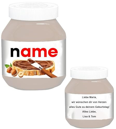 Personalisierte Schokoladenaufstrich Papier Aufkleber für z.B. Nutella ideale Überraschung für deine Liebsten - Geburtstagsgeschenk, Weihnachtsgeschenke, kleine Geschenke
