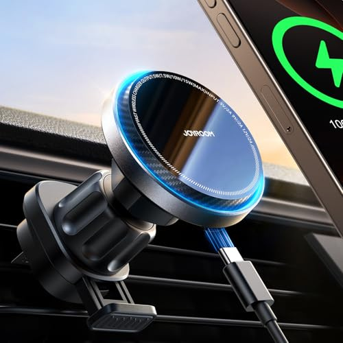 JOYROOM Magsafe Autohalterung mit Ladefunktion [15W Schnelles Laden & Kühlventilator] iPhone Magsafe Ladegerät Auto Lüftungsschlitz Wireless Charger Auto für iPhone 16/15/14/13/12 Serie